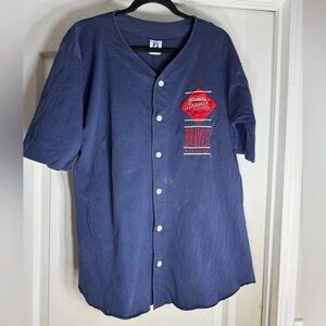 MLB LOGO 7 Atlanta Braves Navy Button-Up Jersey Size Large